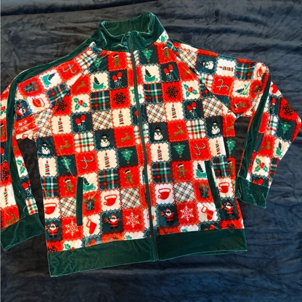 Holiday Time Festive Christmas Velour Set- Red, Green, White